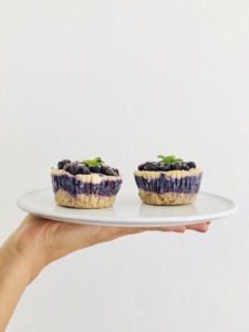 No Bake Blaubeer Vanille Kuchen vegan und vollwertig